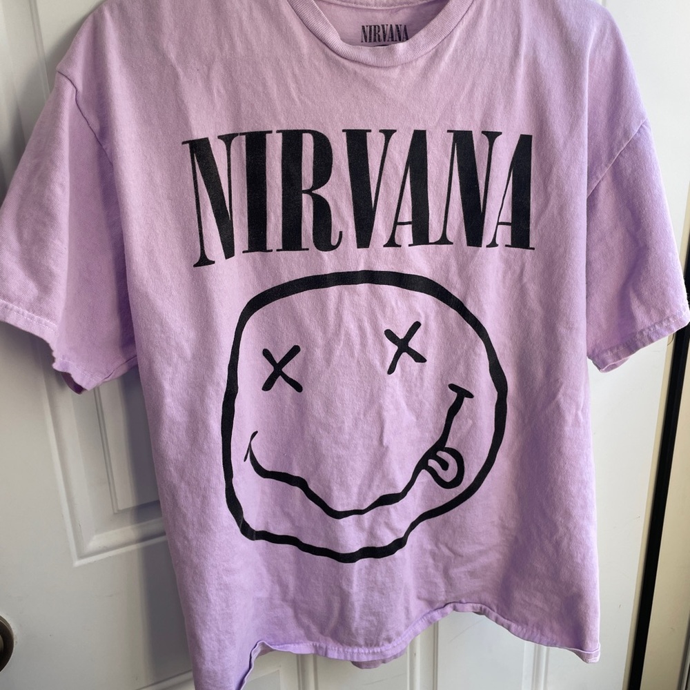 NIRVANA Lavender Short Sleeve Tee with Black Graphic